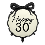 Happy 30 Folieballon Sort/Hvid
