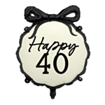 Happy 40 Folieballon Sort/Hvid