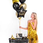 Stjerne Happy Birthday Folieballon Sort