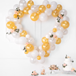 Hjerte Ballonfigur Hvid/Guld