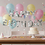 Happy Birthday Bogstavsguirlande Sølv