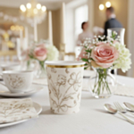 Blomster Papkrus Beige/Guld