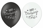 Happy Birthday Balloner Sort/Hvid