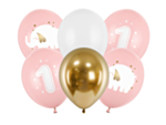 1 Års Fødselsdag Ballon Mix Lyserød