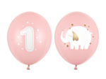 1 Års Ballon Mix Lyserød