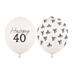 Happy 40 Års Fødselsdag Latexballoner Off-White 50-pak