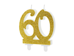 60 Års Glitter Kagelys Guld