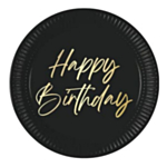 Happy Birthday Paptallerkener Sort/Guld