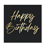 Happy Birthday Servietter Sort/Guld