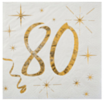 80 Års Servietter Guld