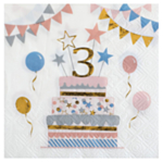 3 Års Fødselsdag Servietter