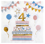 4 Års Fødselsdag Servietter