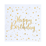 Happy Birthday Servietter Hvid/Guld