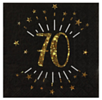 70 Års Servietter Glitter Guld/Sort