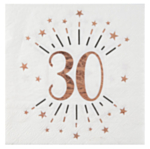 30 Års Konfetti Servietter Rosaguld