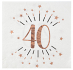 40 Års Konfetti Servietter Rosaguld