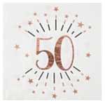 50 Års Konfetti Servietter Rosaguld
