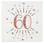 60 Års Konfetti Servietter Rosaguld