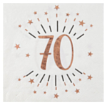 70 Års Konfetti Servietter Rosaguld