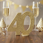 40 Års Bordtal Figur Guld
