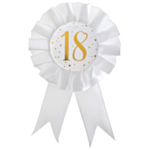 18 Års Rosette Hvid/Guld