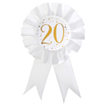 20 Års Rosette Hvid/Guld
