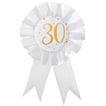 30 Års Rosette Hvid/Guld
