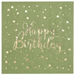 Happy Birthday Servietter Oliven