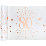 80 Års Bordløber Hvid/Rosaguld