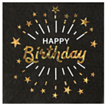 Happy Birthday Servietter Sort/Guld