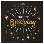 Happy Birthday Servietter Sort/Guld
