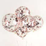 Tillykke Konfetti Balloner Rosaguld
