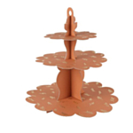 Tre-etagers Kagestand Terracotta/Guld