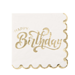 Happy Birthday Servietter Hvid/Guld