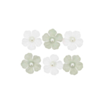 Papirblomster Med Perle Hvid/Salviegrøn