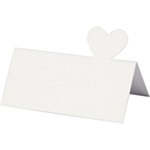 Hjerte Bordkort Hvid 8 x 8,5 cm 20-pak A