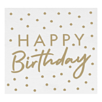 Happy Birthday Servietter Hvid/Guld