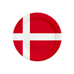Danmark Paptallerkener Rød/Hvid