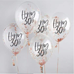 Happy 30th Konfettiballoner Rosaguld