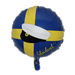 Rund Student Folieballon Blå/Gul