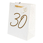 30 Års Gavepose Hvid/Guld