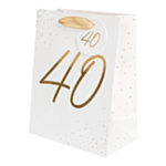 40 Års Gavepose Hvid/Guld