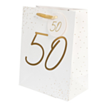 50 Års Gavepose Hvid/Guld