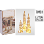 Glas Juletræer Med LED Guld