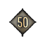 50 Års Kvadrat Folieballon Sort/Guld
