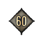60 Års Kvadrat Folieballon Sort/Guld