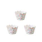 Blomster Cupcake Wrappers Hvid/Guld