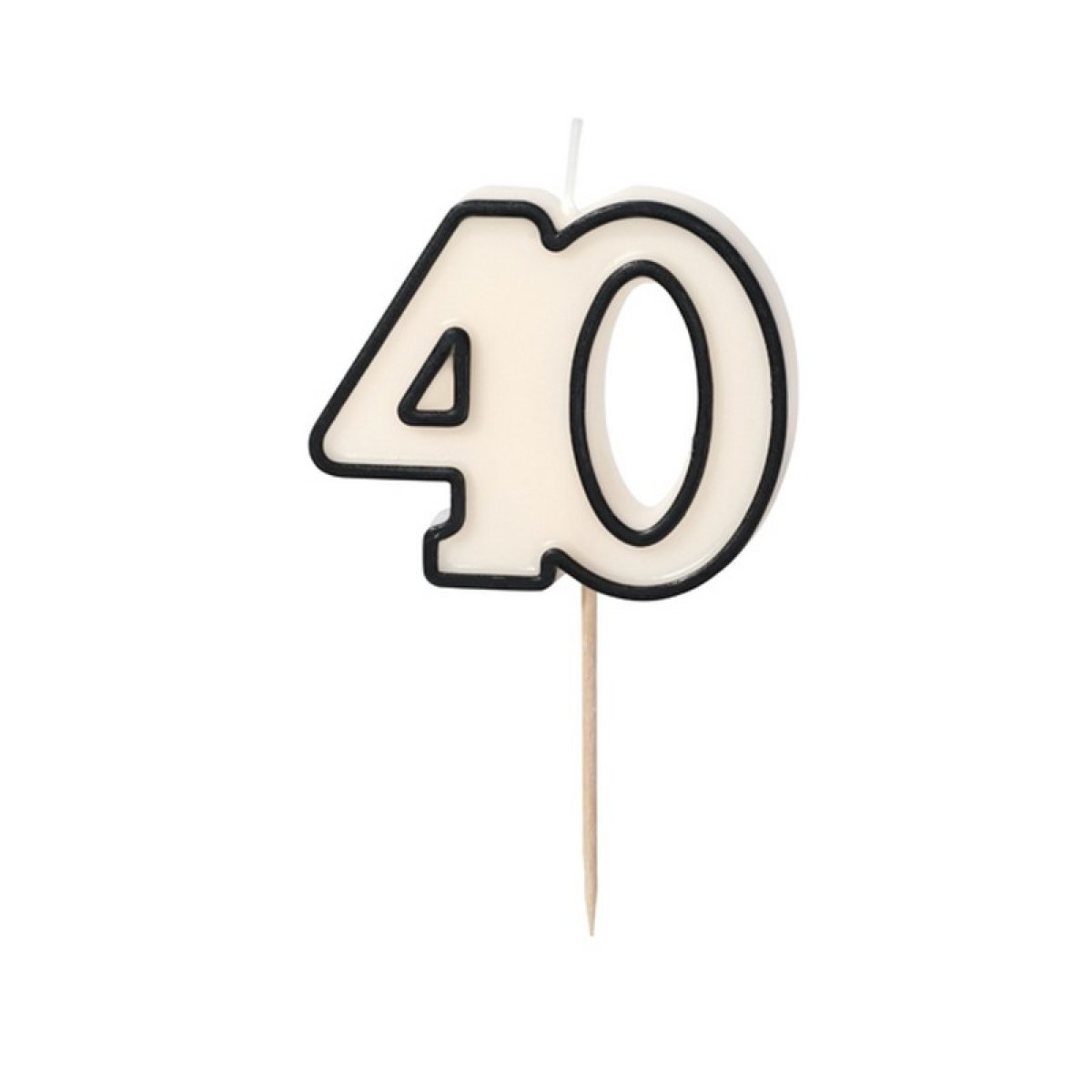 40-Års Kagelys Sort/Hvid | 24T Levering på pynt til enhver anledning ...