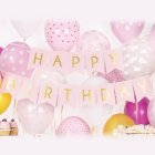 Happy Birthday Flagguirlande Lyserød