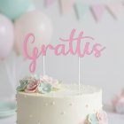 Grattis Kagetopper Lyserød